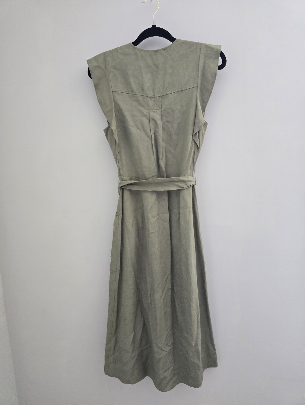 Reiss Olive Green Button-Front Midi Dress - Picture 10 of 12